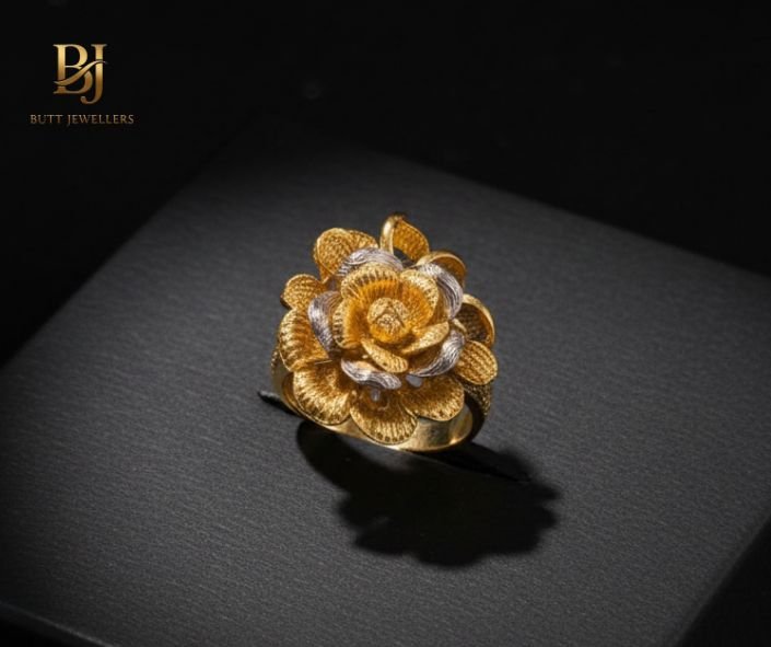 21k Gold Layered 3D Rose Ring